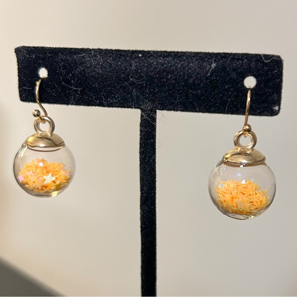 Yellow Wishing Ball Earrings - Picture 2 of 5